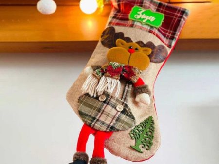 Rustic Jute Rudolf Christmas Stocking | 22 x 10 x 5 inches Sale