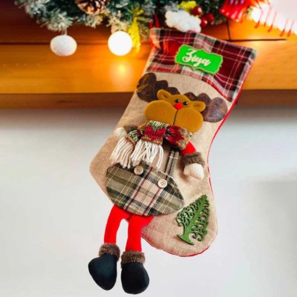 Rustic Jute Rudolf Christmas Stocking | 22 x 10 x 5 inches Sale