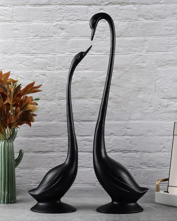 Crafted Perfect For Tabletop Or Shelf Aluminium Couples Bird Swan Figurine Pair Fashion