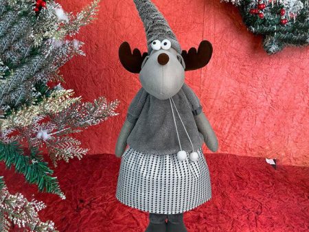 Grey Dress Mrs.Reindeer Christmas Decor | 12 x 12 x 35 Inches Fashion