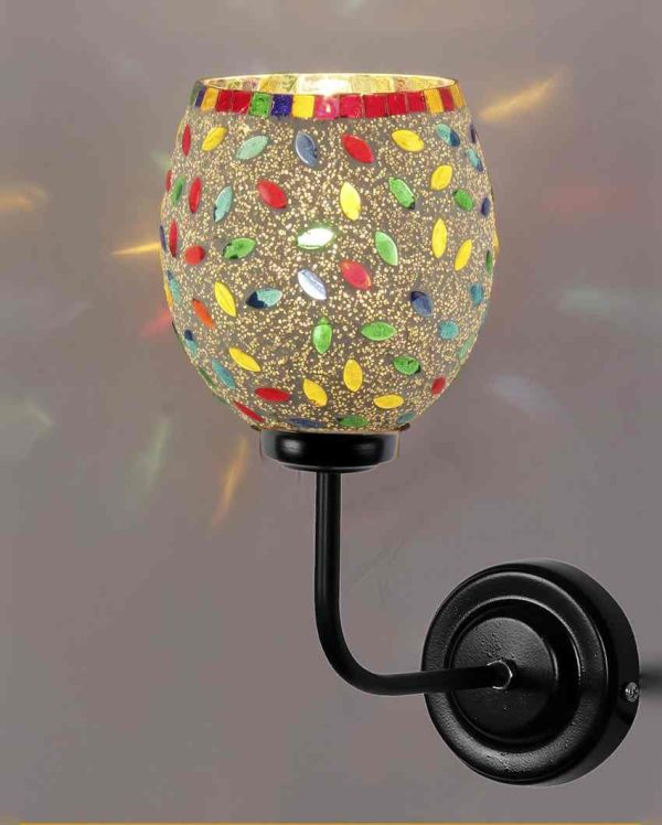 Elegant Mosaic Glass Shade Wall Mounted Lamp With Iron Base | 9 x 4 x 13 inches Discount