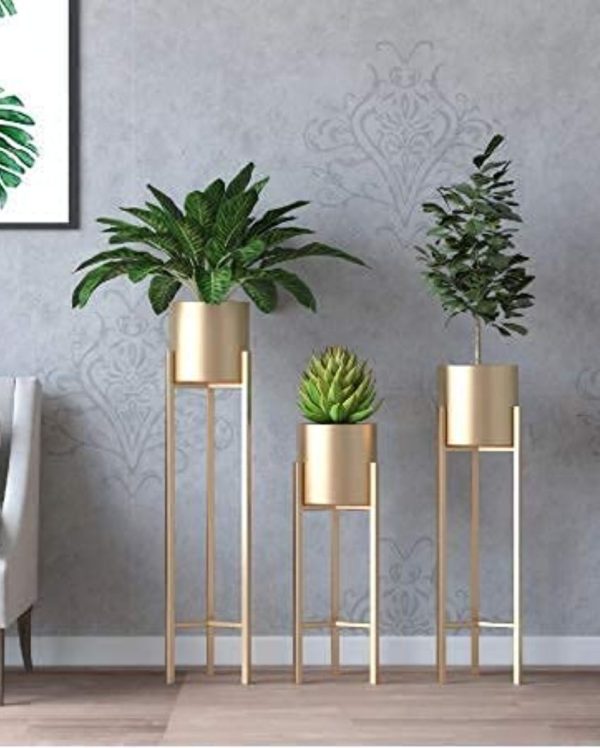 Tall Indoor Plant Stand with Planter Pot | Set of 3 Supply