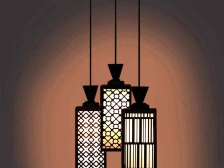 Decorativo 3 Lights Wooden Premium Foyer Ceiling Lamp | 8 x 4 x 35 inches Cheap