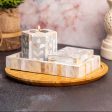 Sophisticated Mother of Pearl Tealight Holder with Tray and Box | Set of 3 | 4 x 5 x 4 inches on Sale