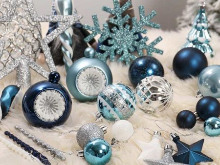 Classic Silver & Blue Christmas Balls Set | 20 x 15 x 10 inches Online Hot Sale