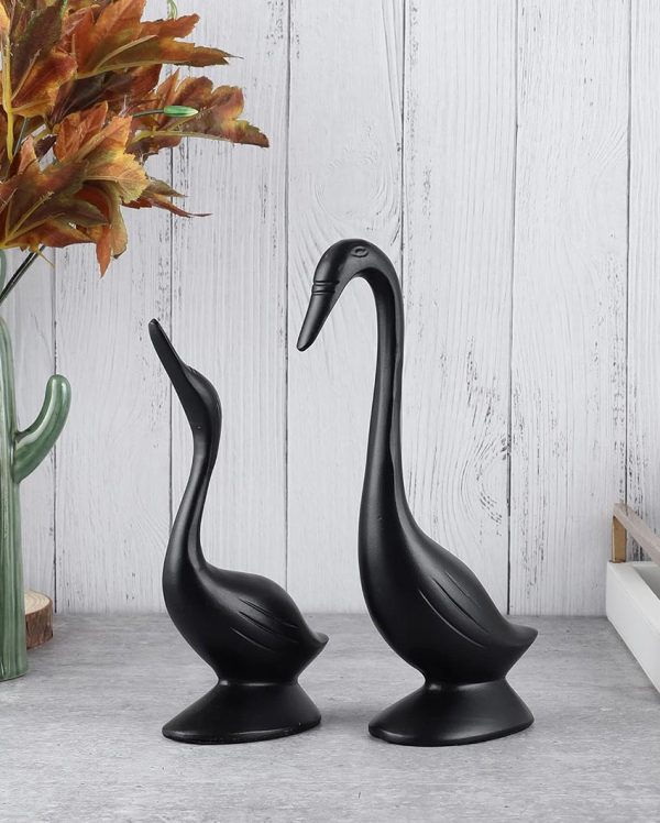 Crafted Perfect For Tabletop Or Shelf Aluminium Couples Bird Swan Figurine Pair Fashion