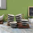 Multicolor Ceramic Bohemic Black & White Stripe Cups | Set of 6 Online Hot Sale