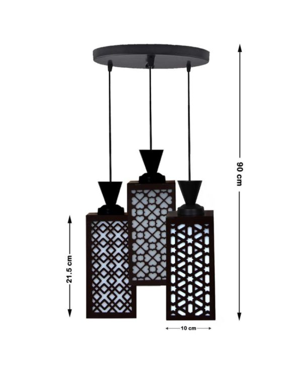 Detallado 3 Lights Wooden Premium Foyer Ceiling Lamp | 8 x 4 x 35 inches For Cheap