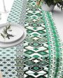 Green & White Abstract Table Runner For Discount