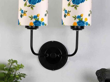 Elegant Cotton Shade Wall Mounted Dual Lamp With Iron Base | Set of 2 | 4 x 12 x 14 inches Sale