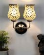 Elegant Detailed Mosaic Glass Wall Mounted Dual Lamp With Steel Base | Set of 2 | 5 x 11 x 14 inches on Sale