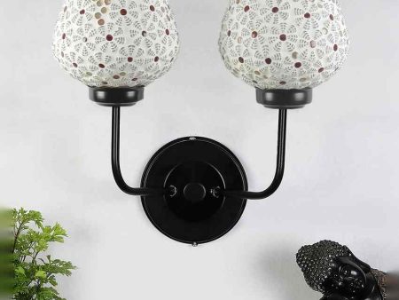 Decorative Unique Mosaic Glass Wall Mounted Dual Lamp With Iron Base | Set of 2 | 5 x 11 x 14 inches Online Sale