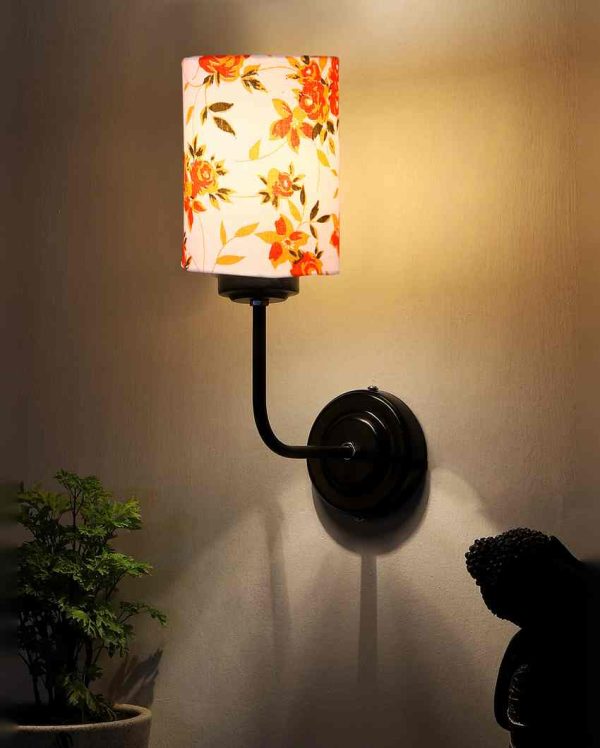 Elegant Refined Cotton Shade Wall Mounted Lamp With Iron Base | 7 x 4 x 12 inches on Sale