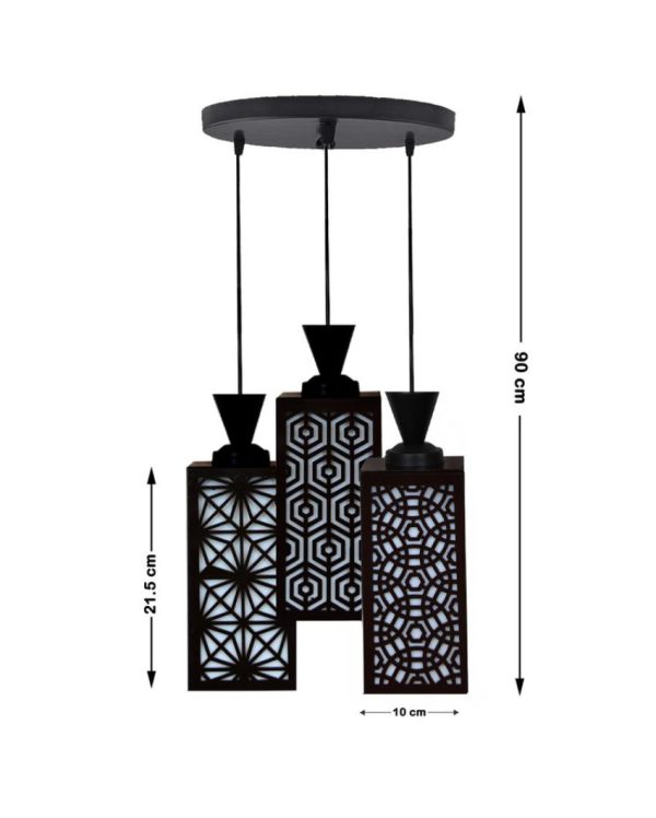 Colores Wooden Pendant 3 Lights Foyer Ceiling Lamp | 8 x 4 x 35 inches on Sale