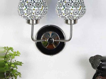 Colorful Artistic Mosaic Glass Wall Mounted Dual Lamp With Steel Base | Set of 2 | 5 x 11 x 14 inches Online