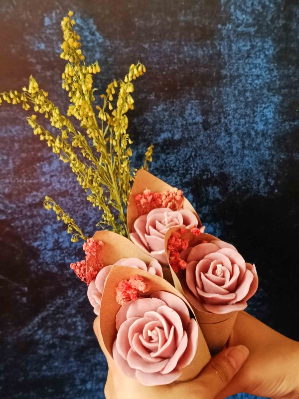 Nude Rose Candle Flower Bouquet | 6.4 x 15.2 cm   2.5 x 6 inches Cheap