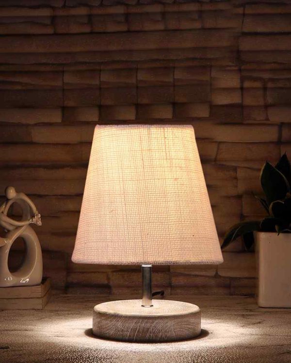 Antique Jute Round White Brushed Wood Table Lamp | 6 x 8 inches Online Sale