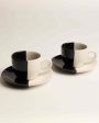 Minimalist Fifty Fifty White Ceramic Stoneware Tea Cup and Saucer | Set of 2 | 200 ML Hot on Sale