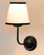 Elegant Chic White & Black Cotton Wall Mounted Lamp Iron Base | 7 x 6 x 10 inches Online Sale