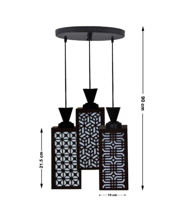 Colores 3 Lights Foyer Wooden Pendant Ceiling Lamp | 8 x 4 x 35 inches Online now