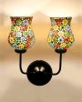 Elegant Mosaic Glass Wall Mounted Dual Lamp With Iron Base | Set of 2 | 5 x 11 x 14 inches Online Sale