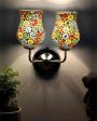 Colorful Unique Mosaic Glass Wall Mounted Dual Lamp With Steel Base | Set of 2 | 5 x 11 x 14 inches Discount