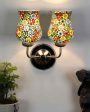 Colorful Unique Mosaic Glass Wall Mounted Dual Lamp With Steel Base | Set of 2 | 5 x 11 x 14 inches Discount