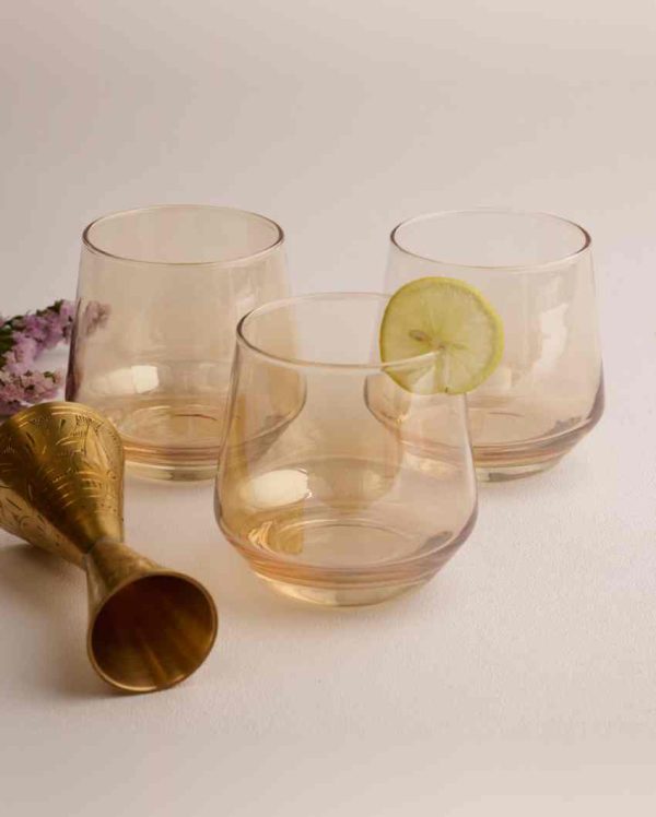 Sophisticated Golden Whiskey Glass | Set of 6 | 370 ML Online Sale