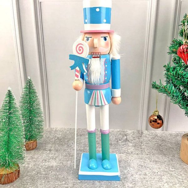 Wooden Pastel Blue Lollipop Nutcracker Self Standing Christmas Table Decor | 16 x 4 inches For Discount