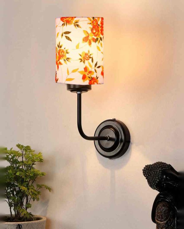 Elegant Refined Cotton Shade Wall Mounted Lamp With Iron Base | 7 x 4 x 12 inches on Sale