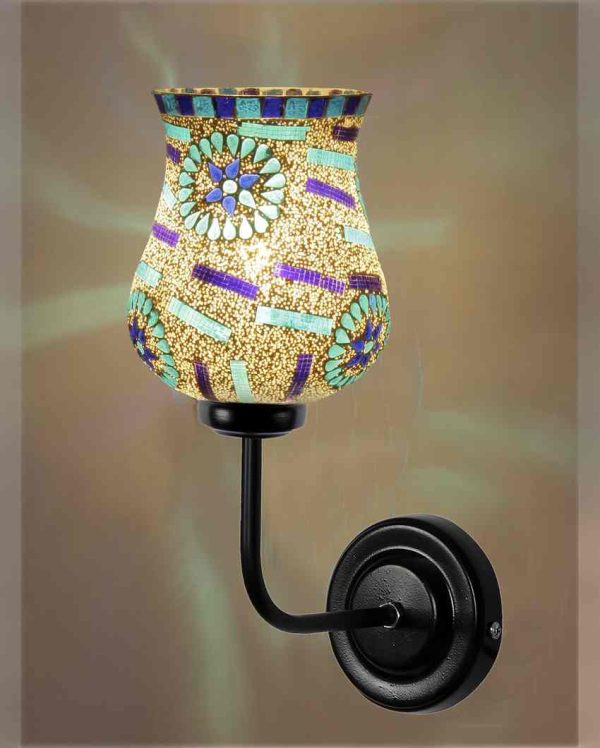 Decorative Mosaic Glass Shade Wall Mounted Lamp With Iron Base | 9 x 4 x 13 inches on Sale