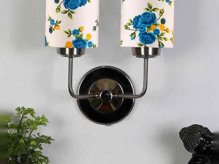 Artistic Cotton Shade Wall Mounted Dual Lamp With Steel Base | Set of 2 | 4 x 12 x 14 inches on Sale