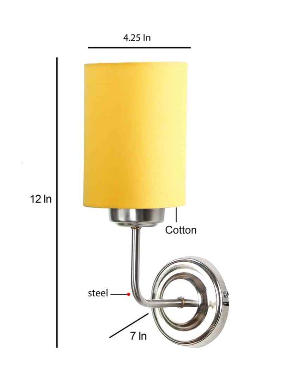 Chic Yellow Cotton Wall Mounted Lamp Steel Base | 4 x 7 x 12 inches Discount