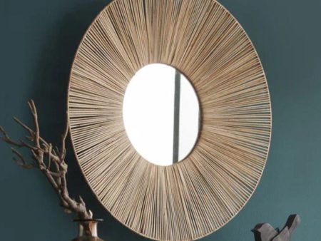 Round Naturan Rattan Mirror  | 24 x 24 inches Hot on Sale