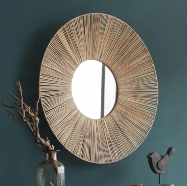 Round Naturan Rattan Mirror  | 24 x 24 inches Hot on Sale