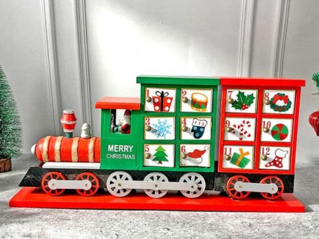 Wooden Train Shape Advent Calendar For Christmas | 17 x 9 x 5 inches Online now