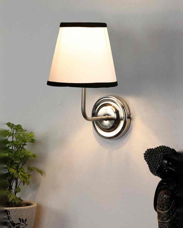 Contrast White & Black Cotton Wall Mounted Lamp With Steel Base | 7 x 6 x 10 inches Sale