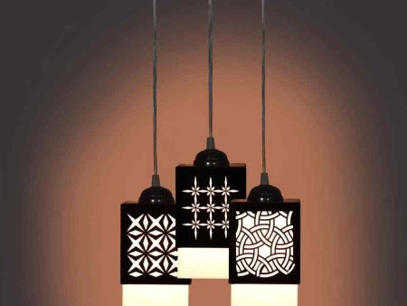 Funktional 3 Shades Wooden Pendant Ceiling Lamp | 5 x 6 x 32 inches on Sale