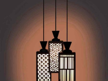 Artístico 3 Lights Foyer Wooden Pendant Ceiling Lamp | 8 x 4 x 35 inches on Sale