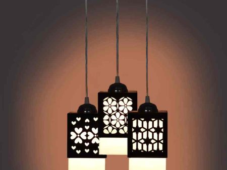 Elegancia 3 Shades Wooden Pendant Ceiling Lamp | 5 x 6 x 32 inches Discount