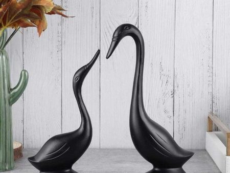 Crafted Perfect For Tabletop Or Shelf Aluminium Couples Bird Swan Figurine Pair Fashion