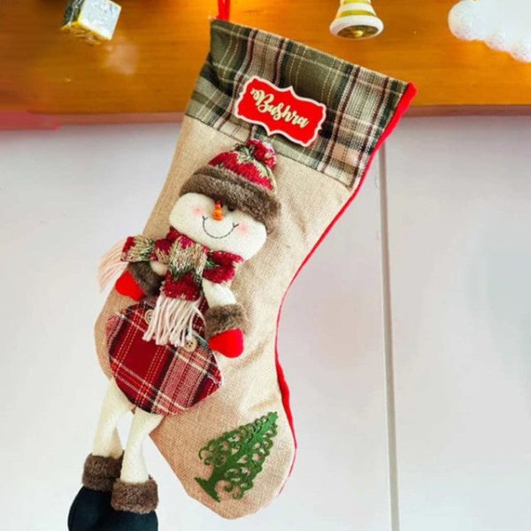 Whimsical Jute Snowman Christmas Stocking | 22 x 10 x 5 inches For Discount