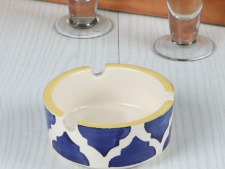 Blue & Yellow Coloured Ceramic Ash Tray Discount