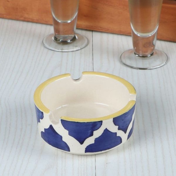 Blue & Yellow Coloured Ceramic Ash Tray Discount