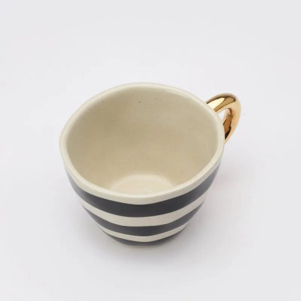 Multicolor Ceramic Bohemic Black & White Stripe Cups | Set of 6 Online Hot Sale