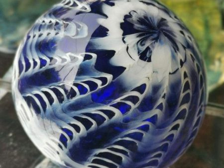 Ocean Wave Art Glass Hand Blown Sphere Fashion