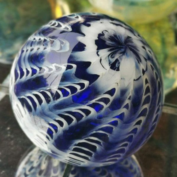 Ocean Wave Art Glass Hand Blown Sphere Fashion