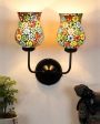 Elegant Mosaic Glass Wall Mounted Dual Lamp With Iron Base | Set of 2 | 5 x 11 x 14 inches Online Sale