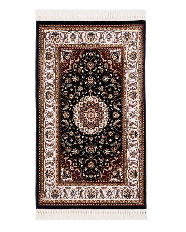 Modern Abstract Blue & Cream Polyester Gulmarg Area Carpet For Cheap