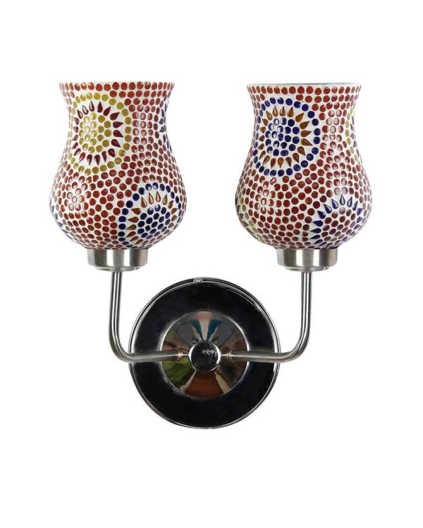 Brilliant Mosaic Glass Wall Mounted Dual Lamp With Steel Base | Set of 2 | 5 x 11 x 14 inches Sale